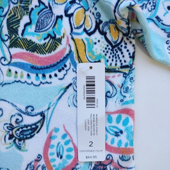 NEW Chico's Floral Paisley Top Lightweight Knit 3/4 Sleeve Boho Chic Large - Picture 7 of 9